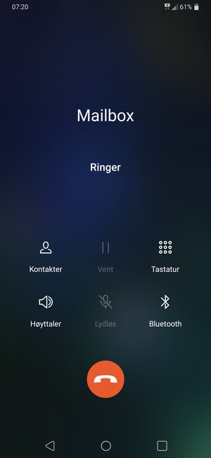 Hvis personsvar ringer som på denne skjermen, er telefonens innstillinger riktige.