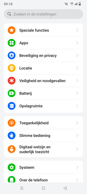 Scroll naar en selecteer Beveiliging en privacy