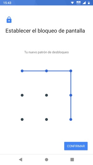 Dibuje de nuevo el patrón de desbloqueo y seleccione CONFIRMAR