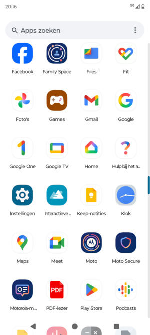 Scroll naar en selecteer Instellingen