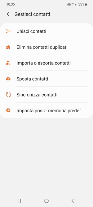 Seleziona Importa o esporta contatti