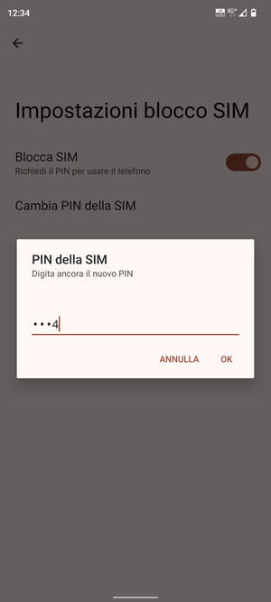 Conferma il nuovo PIN della SIM e seleziona OK