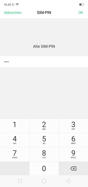 Geben Sie Ihre Alte PIN der SIM-Karte ein und wählen Sie OK