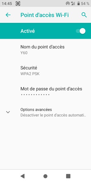 Votre téléphone est maintenant configuré pour être utilisé comme modem