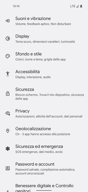 Scorri e seleziona Sicurezza