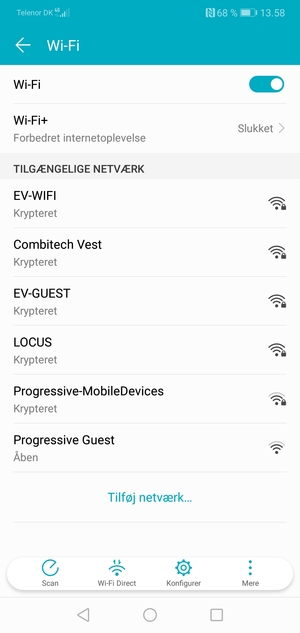 Vælg det trådløse netværk, du ønsker at oprette forbindelse til