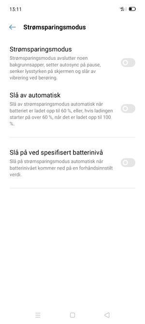 Slå på Strømsparingsmodus