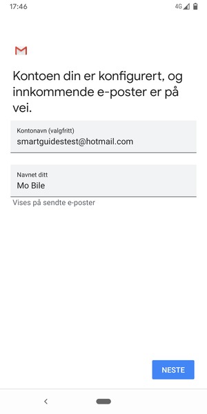 Gi kontoen din et navn, og skriv inn navnet ditt. Velg NESTE