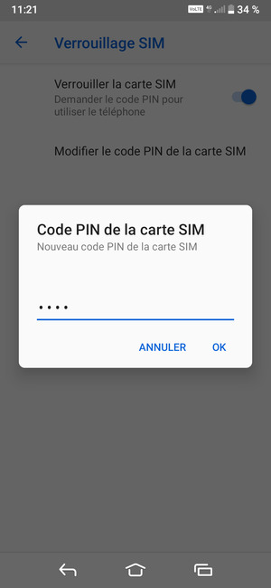 Saisissez votre Nouveau code PIN de la carte SIM et sélectionnez OK