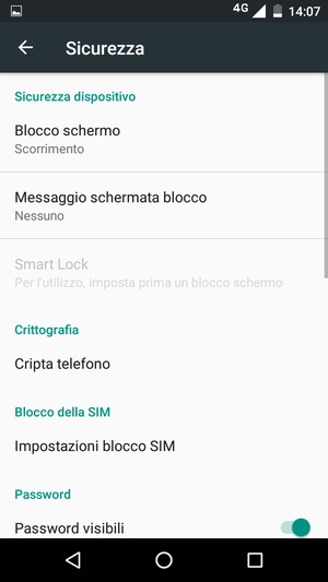 Seleziona Impostazioni blocco SIM