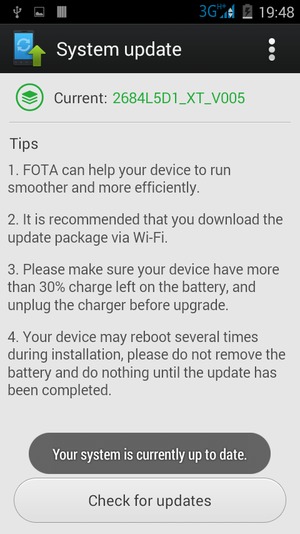 If your phone is up to date, you will see the following screen