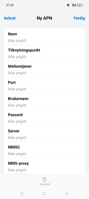 Skriv inn internett-informasjon