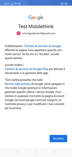 Seleziona Accetto