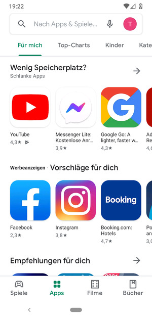 Wählen Sie die Suchleiste