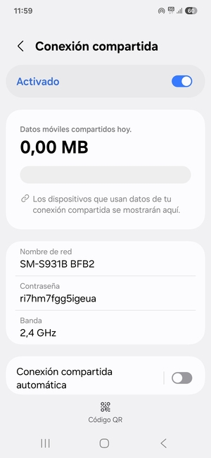 El teléfono ha sido configurado para su uso como módem
