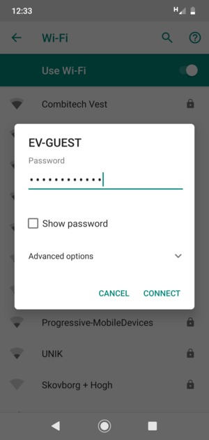 Enter the Wi-Fi password and select CONNECT