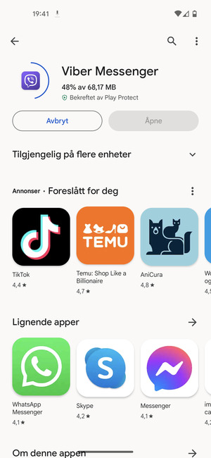 Vent til installasjonen er ferdig