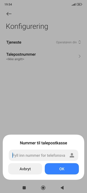 Skriv inn Talepostnummer og velg OK