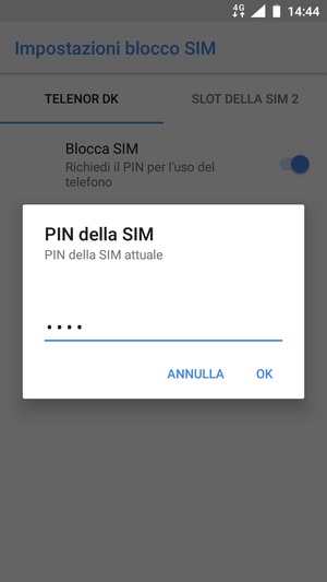 Inserisci PIN della SIM attuale e seleziona OK