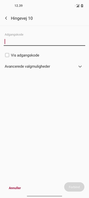 Indtast Wi-Fi adgangskoden og vælg Forbind