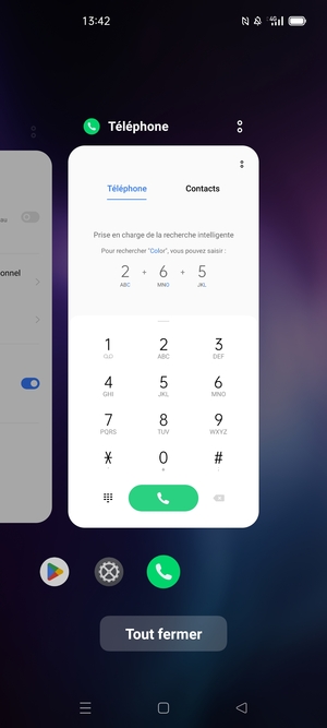 Sélectionnez Tout fermer pour fermer toutes les applications en cours d'exécution