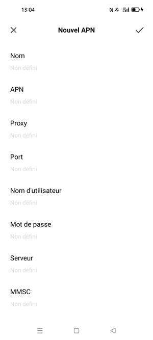 Saisissez les informations Internet