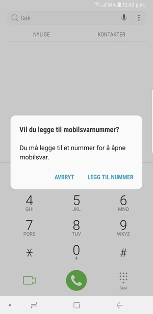 Hvis personsvar ikke er innstilt, velg LEGG TIL NUMMER