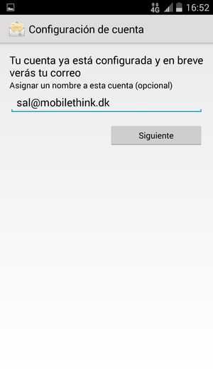 Déle a su cuenta un nombre y seleccione Siguiente