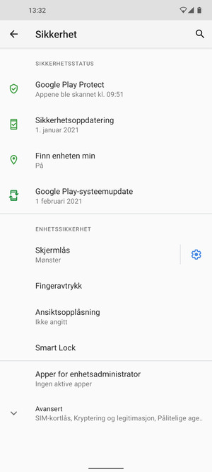 Telefonen din er nå sikret med en skjermlås