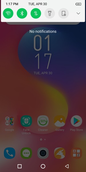 Slide down the top menu again