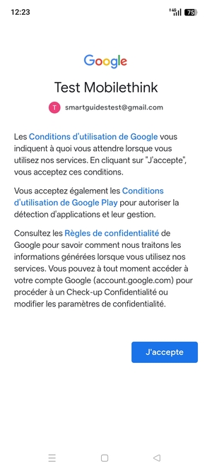 Sélectionnez J'accepte