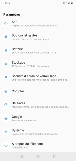 Faites défiler et sélectionnez Système