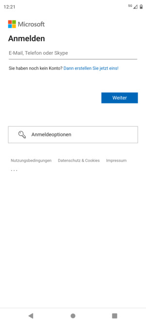 Geben Sie Ihre E-Mail-Adresse ein und wählen Sie Weiter