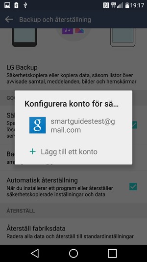 Tryck på ditt säkerhetskopieringskonto
