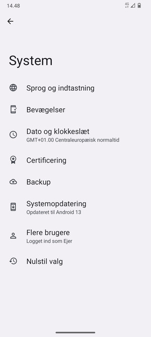 Vælg Systemopdatering