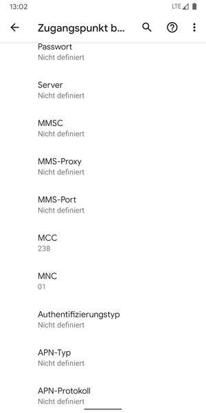 Scrollen Sie nach unten und geben Sie Internetinformationen ein
