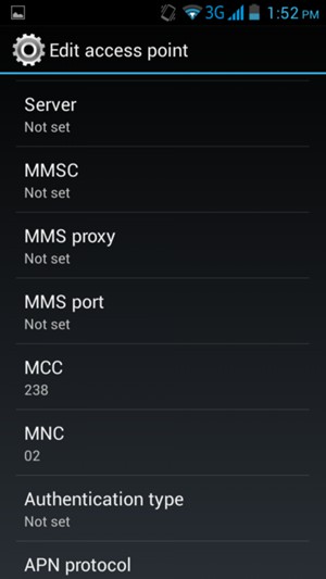Scroll down and enter MMS information
