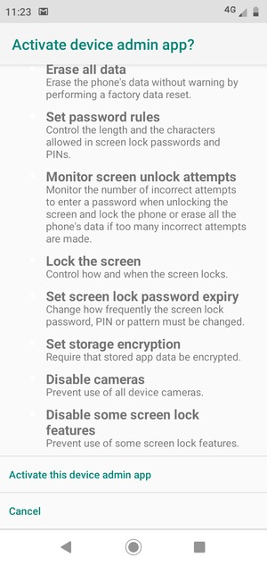 Scroll to and select Activate this device admin app