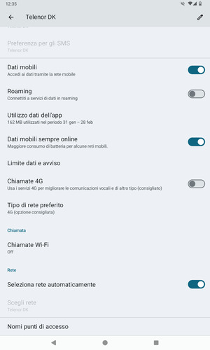 Per modificare la rete, in presenza di problemi, disattiva Seleziona rete automaticamente