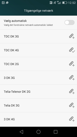Vælg en netværksudbyder fra listen