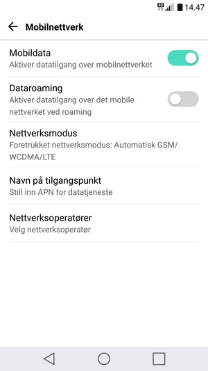 For å bytte nettverk hvis det oppstår nettverksproblemer, velg Nettverksoperatører