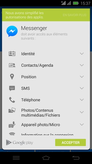 Sélectionnez ACCEPTER