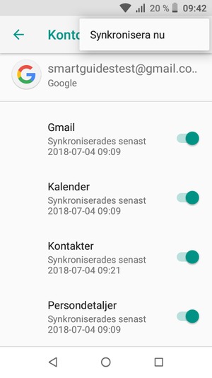 Välj Synkronisera nu