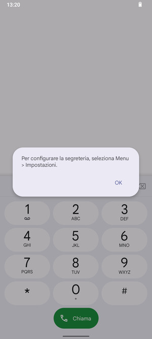 Se la segreteria telefonica non è configurata, seleziona OK