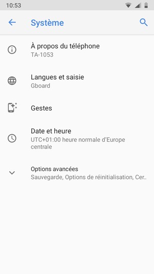 Sélectionnez Options avancées