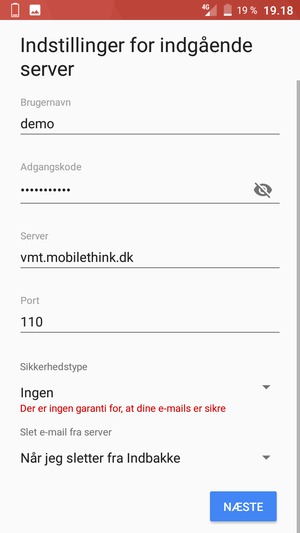 Vælg NÆSTE
