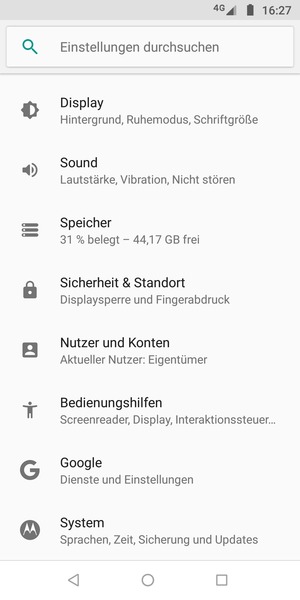 Scrollen Sie und wählen Sie Sicherheit & Standort