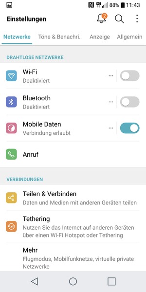 Wählen Sie Allgemein