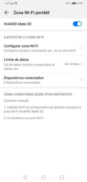 El teléfono ha sido configurado para su uso como módem