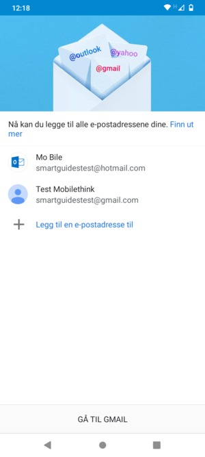 Velg GÅ TIL GMAIL